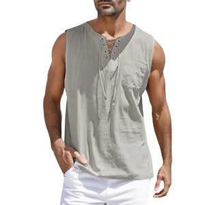 Men's Summer Tank Tops Casual Cotton Linen Sports