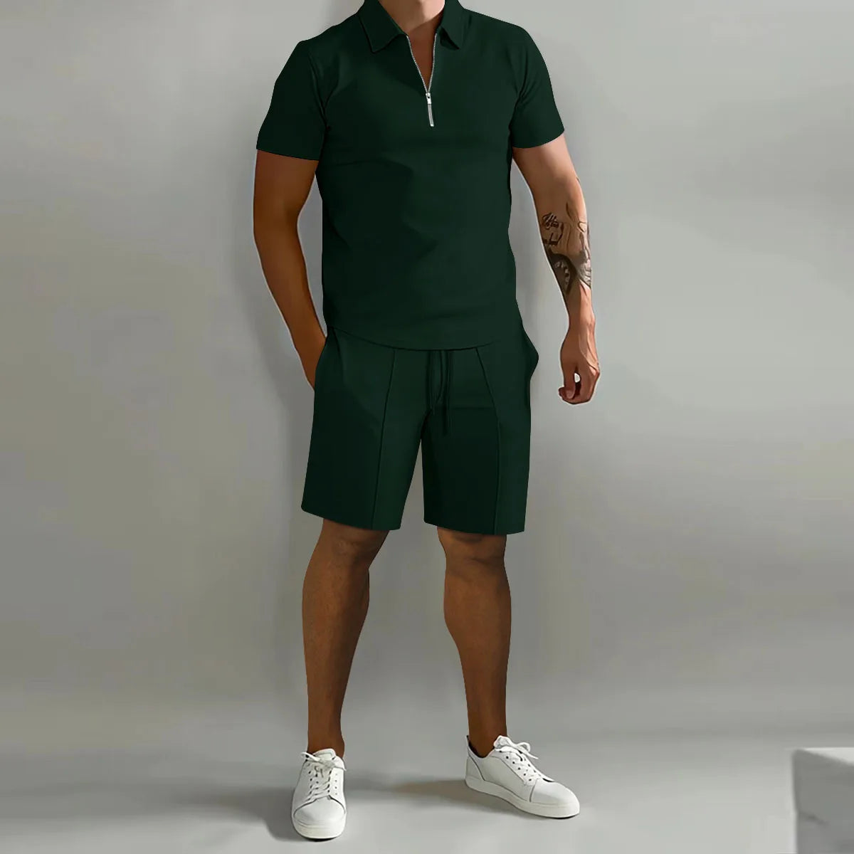 Men Polo Casual Loose Short Sleeve Shorts Sports Set