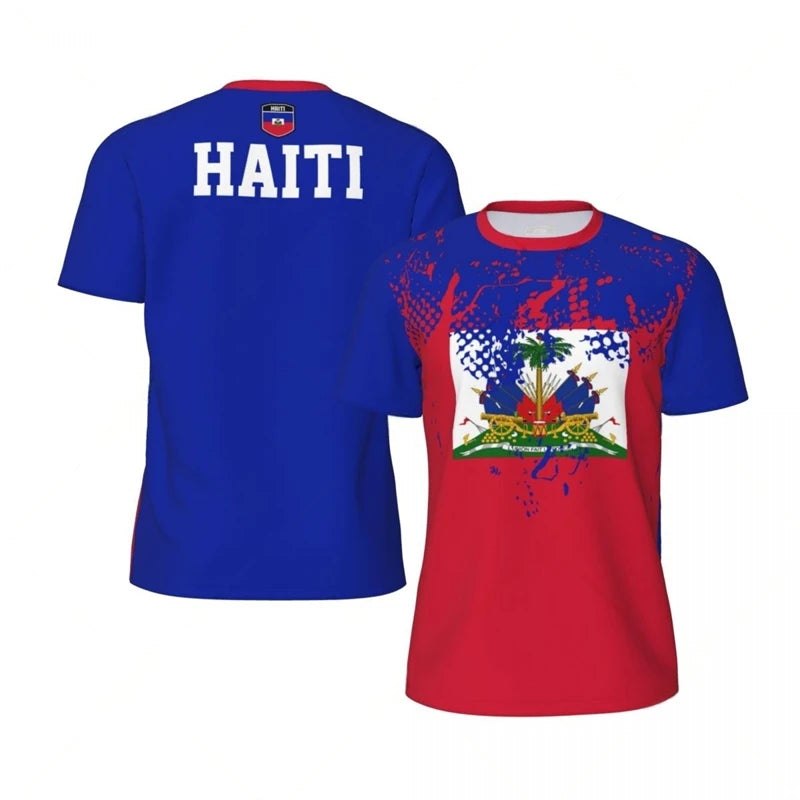 Haiti Flag Fashion Short Sleeve Casual Men's Sports