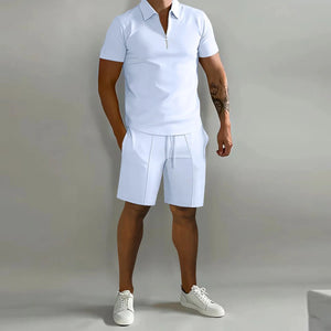 Men Polo Casual Loose Short Sleeve Shorts Sports Set