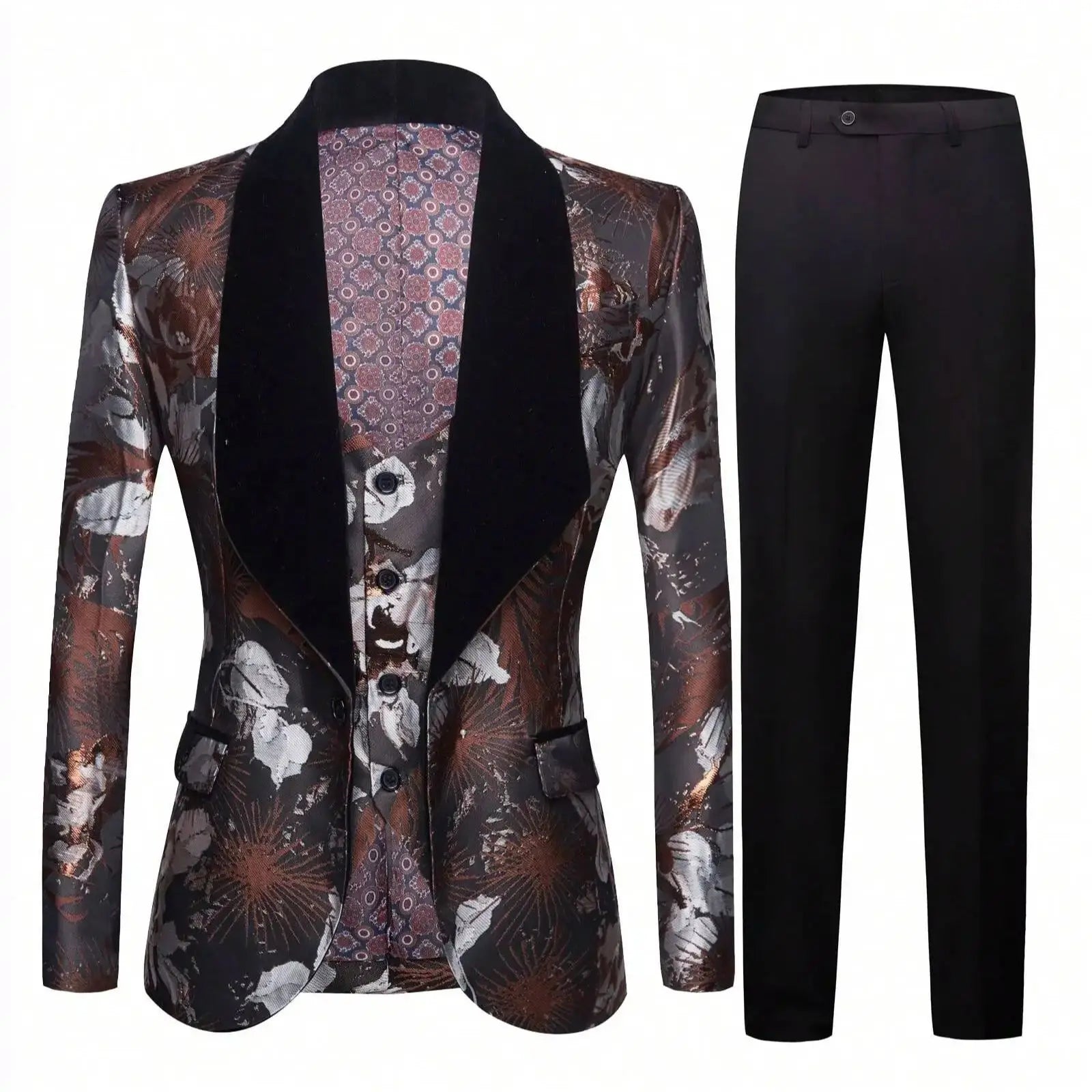 Men Suits Slim Fit 3 Piece One Button