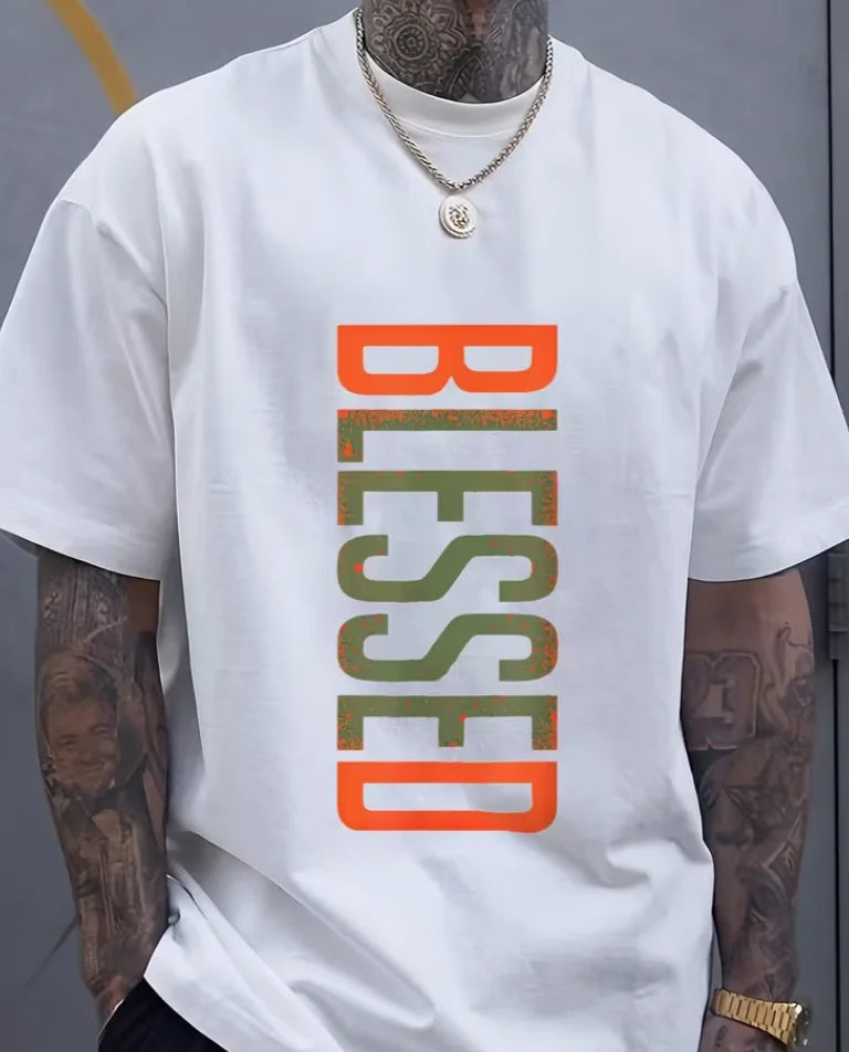Men's BLESSED 3D Printed T-Shirt-Geometric