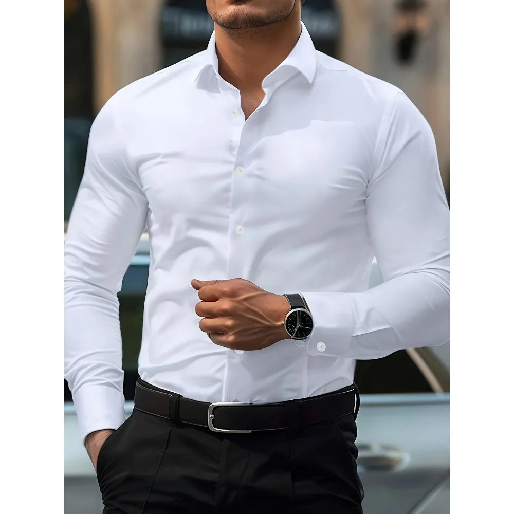 Men's Shirt Solid Color Long Sleeve Smart