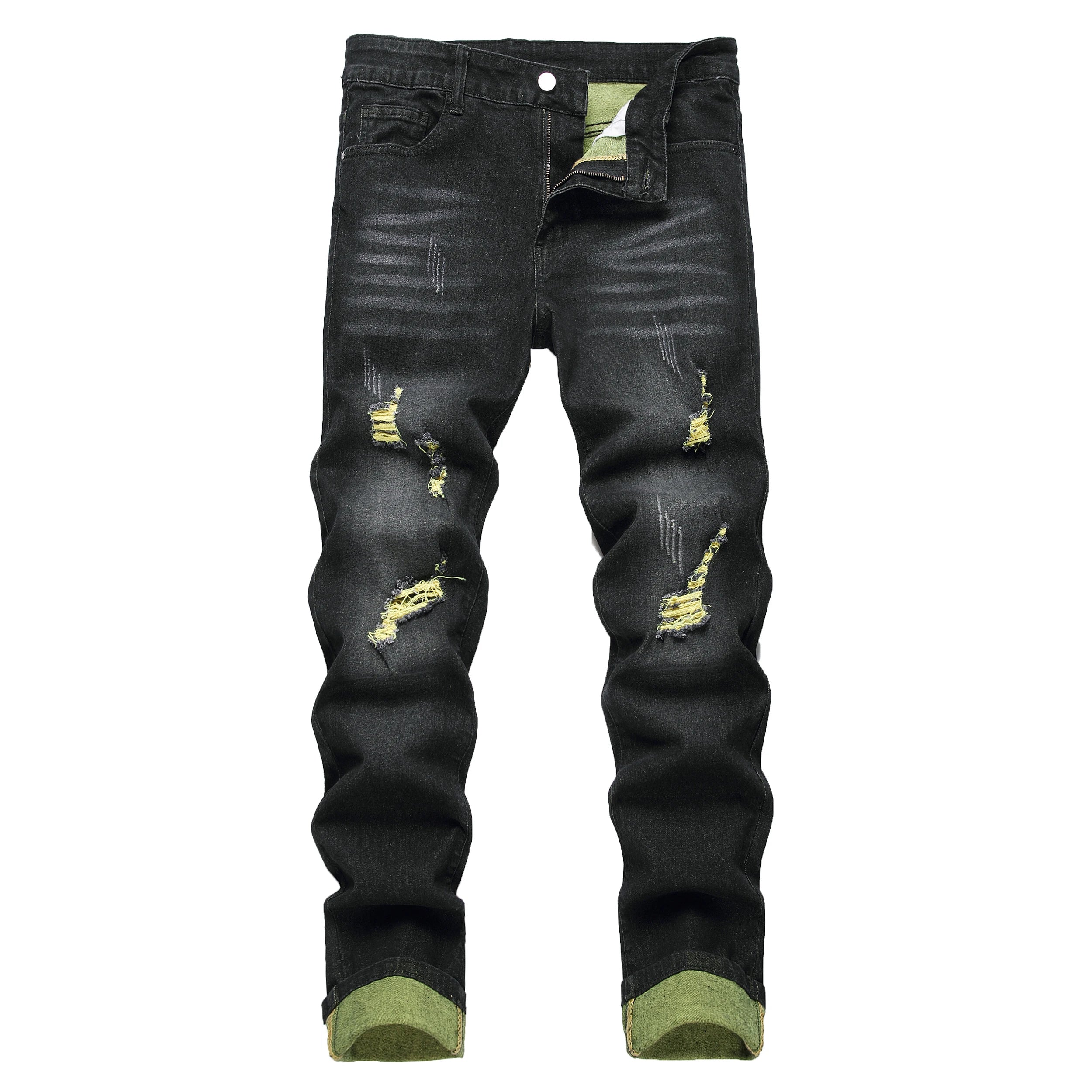 Men's Black Jeans Elastic For Casual Outings