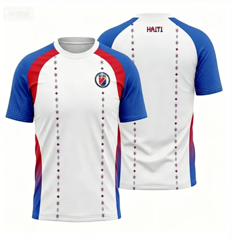 Haiti Football Uniform 3D Printed Short Sleeved T-shirt Sports