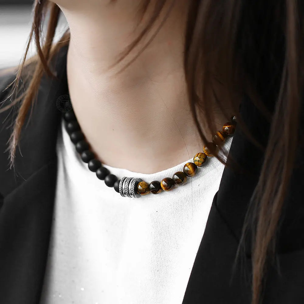 Natural Tiger Eyes Stone Bead Necklace
