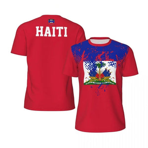 Haiti Flag Fashion Short Sleeve Casual Men's Sports