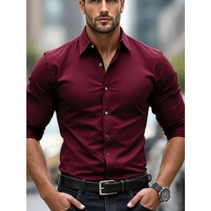 Men's Shirt Solid Color Long Sleeve Smart