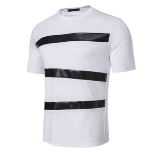 Men 'S Leather Three Piece T Shirt Crew Neck Short Sleeved T Shirt High Qualtity Oversized Heavy T-Shirt Man Clothes Classic
