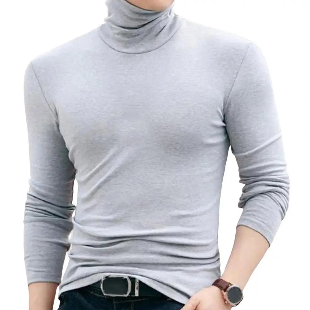 Men Turtleneck Top Long Sleeve Base Shirt