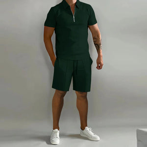 Men Polo Casual Loose Short Sleeve Shorts Sports Set