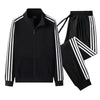 Leisure Sports Suit Spring And Autumn Striped Hoodie (2-Piece Set)