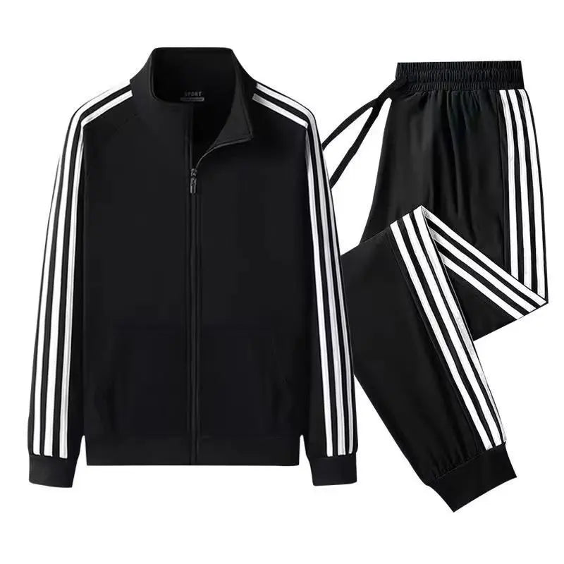 Leisure Sports Suit Spring And Autumn Striped Hoodie (2-Piece Set)