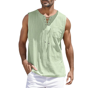 Men's Summer Tank Tops Casual Cotton Linen Sports