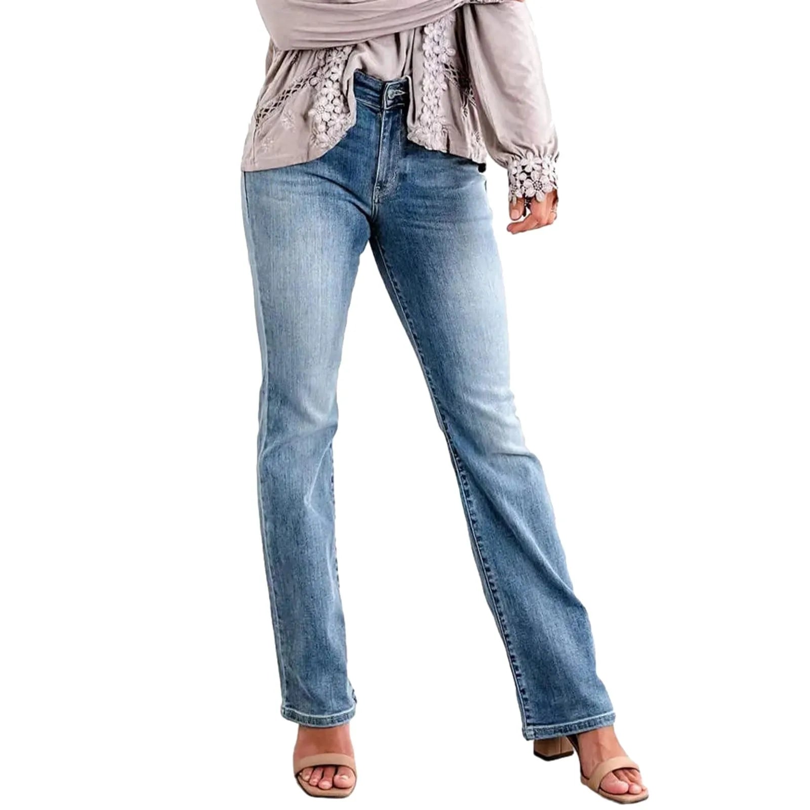 Women High Waisted Flare Jeans Classic Fit Stretchy