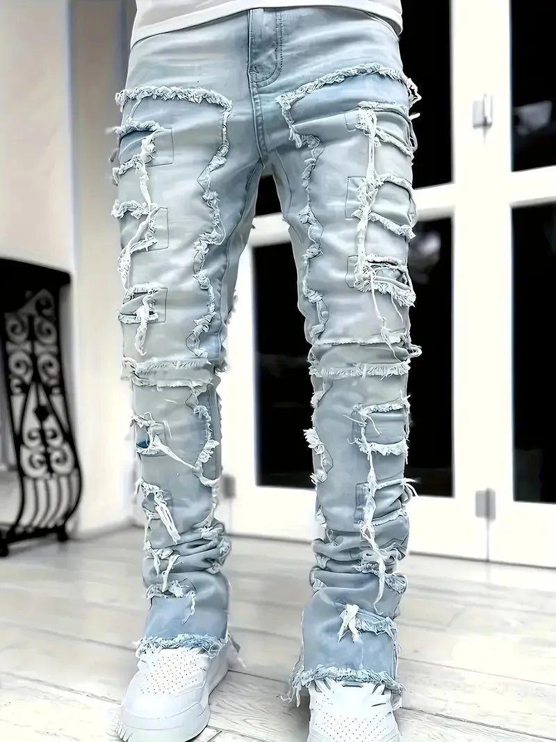Y2k Hip-Hop Style Fringed Jeans