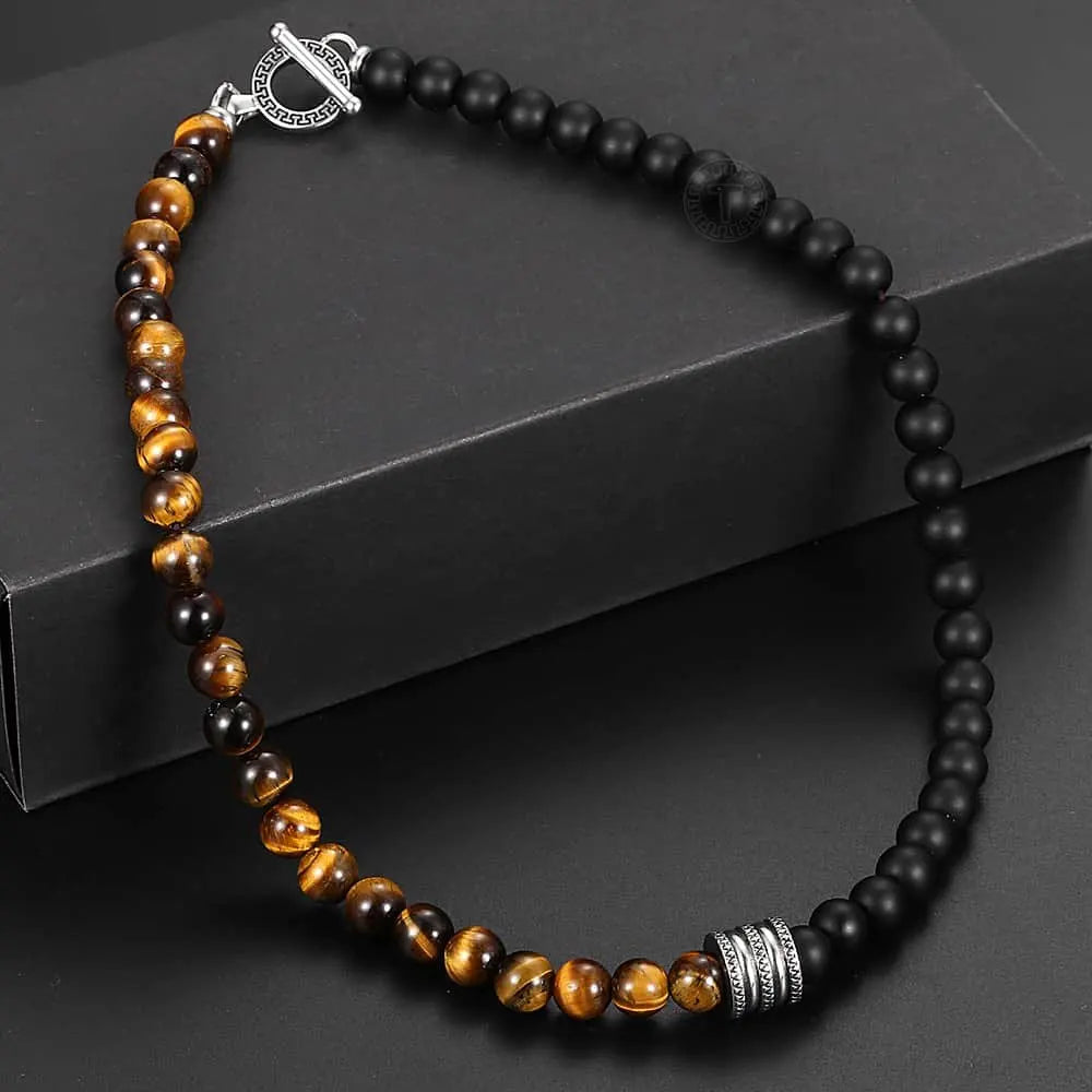 Natural Tiger Eyes Stone Bead Necklace