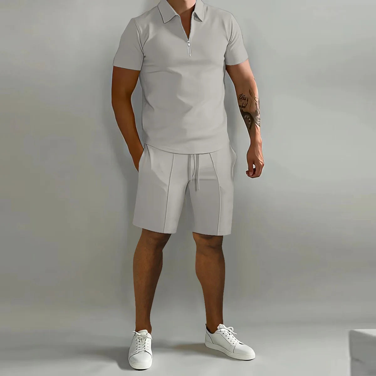 Men Polo Casual Loose Short Sleeve Shorts Sports Set