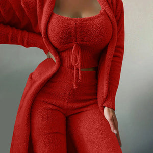 Women Fleece 3 Pc Teddy Loungewear