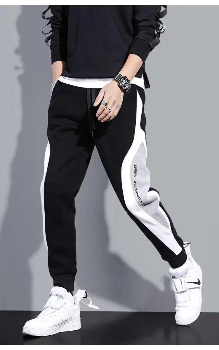 Men Black Pants Hip Hop Drawstring Jogger Fashion Comfortable