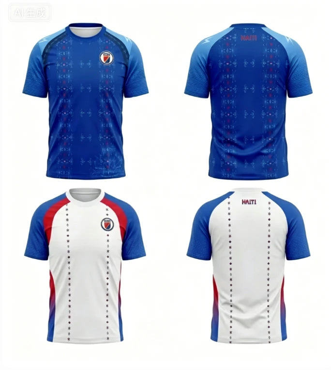 Haiti Football Uniform 3D Printed Short Sleeved T-shirt Sports
