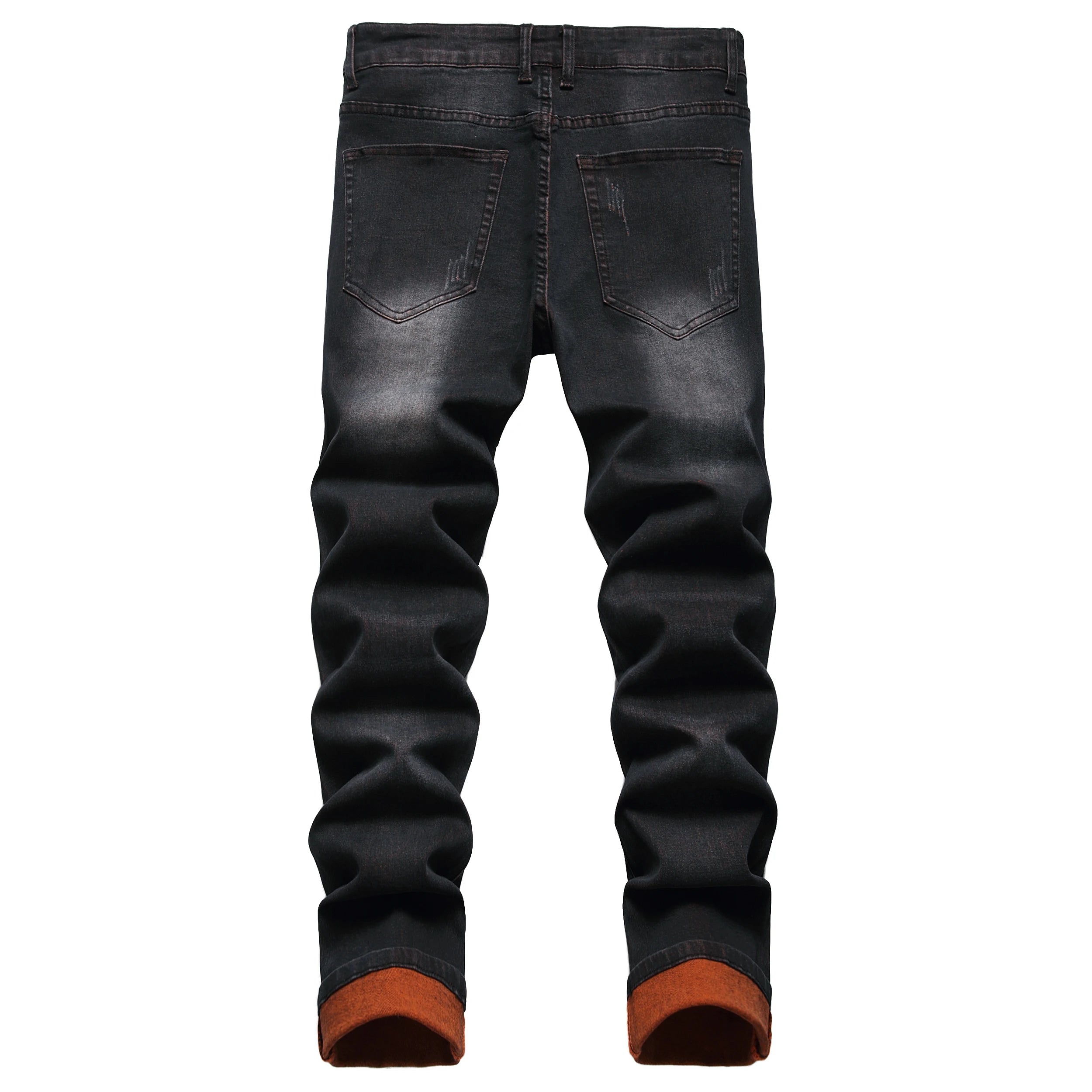 Men's Orange Distressed Long Pants