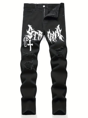 Men's Street Paint Printed Jeans