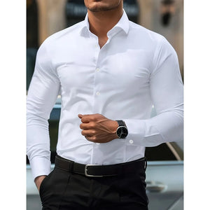 Men's Shirt Solid Color Long Sleeve Smart
