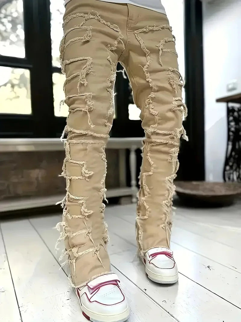 Y2k Hip-Hop Style Fringed Jeans