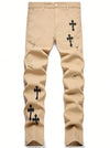 Men's Cross Print Straight Leg Men's Jeans
