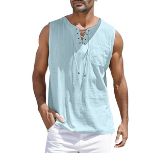 Men's Summer Tank Tops Casual Cotton Linen Sports