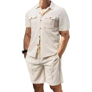 Men  Summer Set Stylish Short Sleeve Button