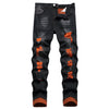 Men's Orange Distressed Long Pants