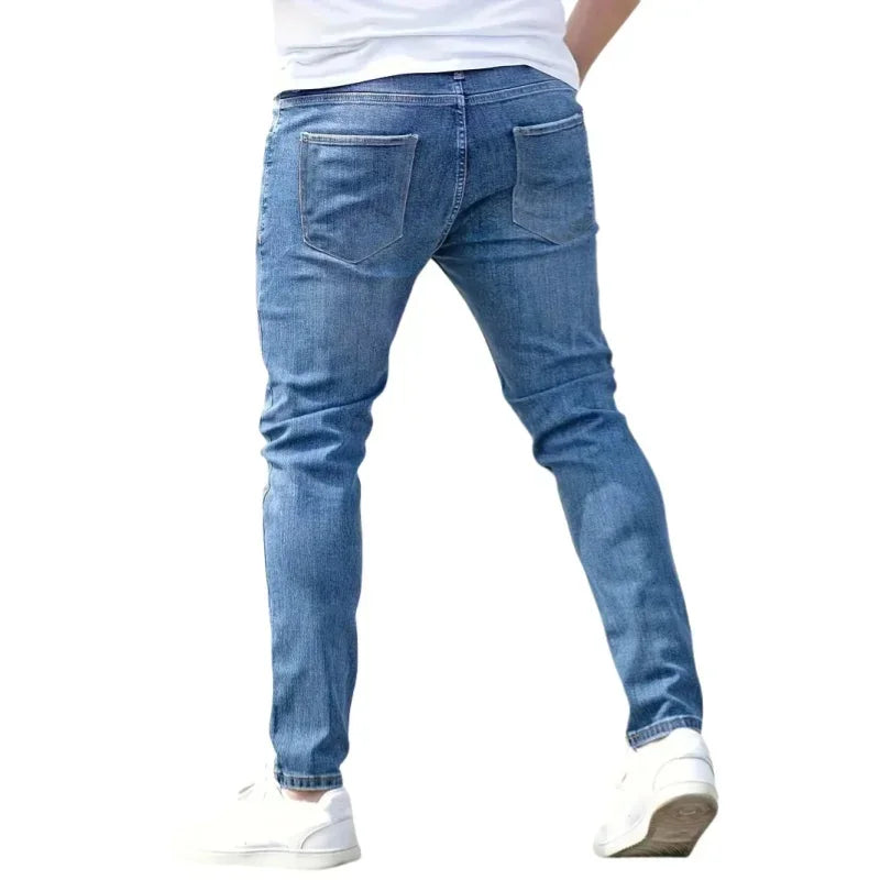 Men's Stretch Slim Fit Jeans Zipper Casual Streetwear
