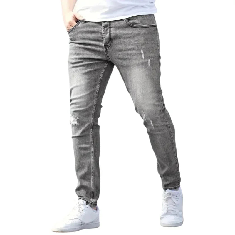 Men's Stretch Slim Fit Jeans Zipper Casual Streetwear