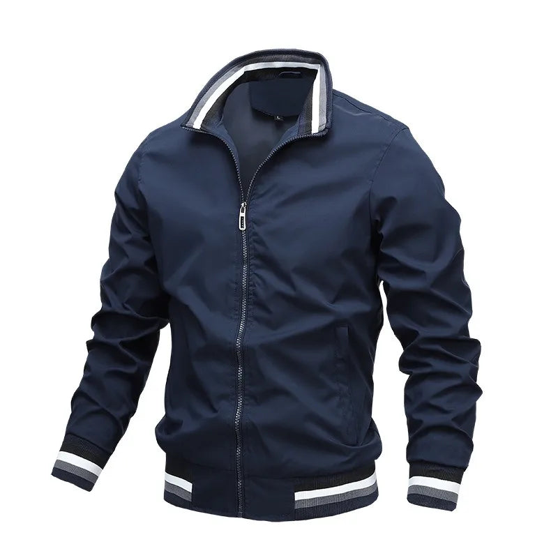 Men's Stand Collar Casual Zipper Jacket Outdoor Sports