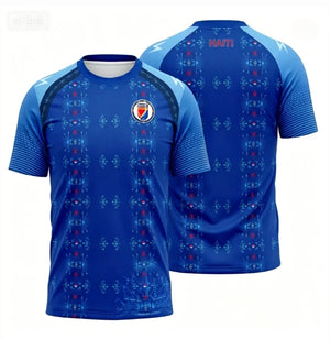 Haiti Football Uniform 3D Printed Short Sleeved T-shirt Sports