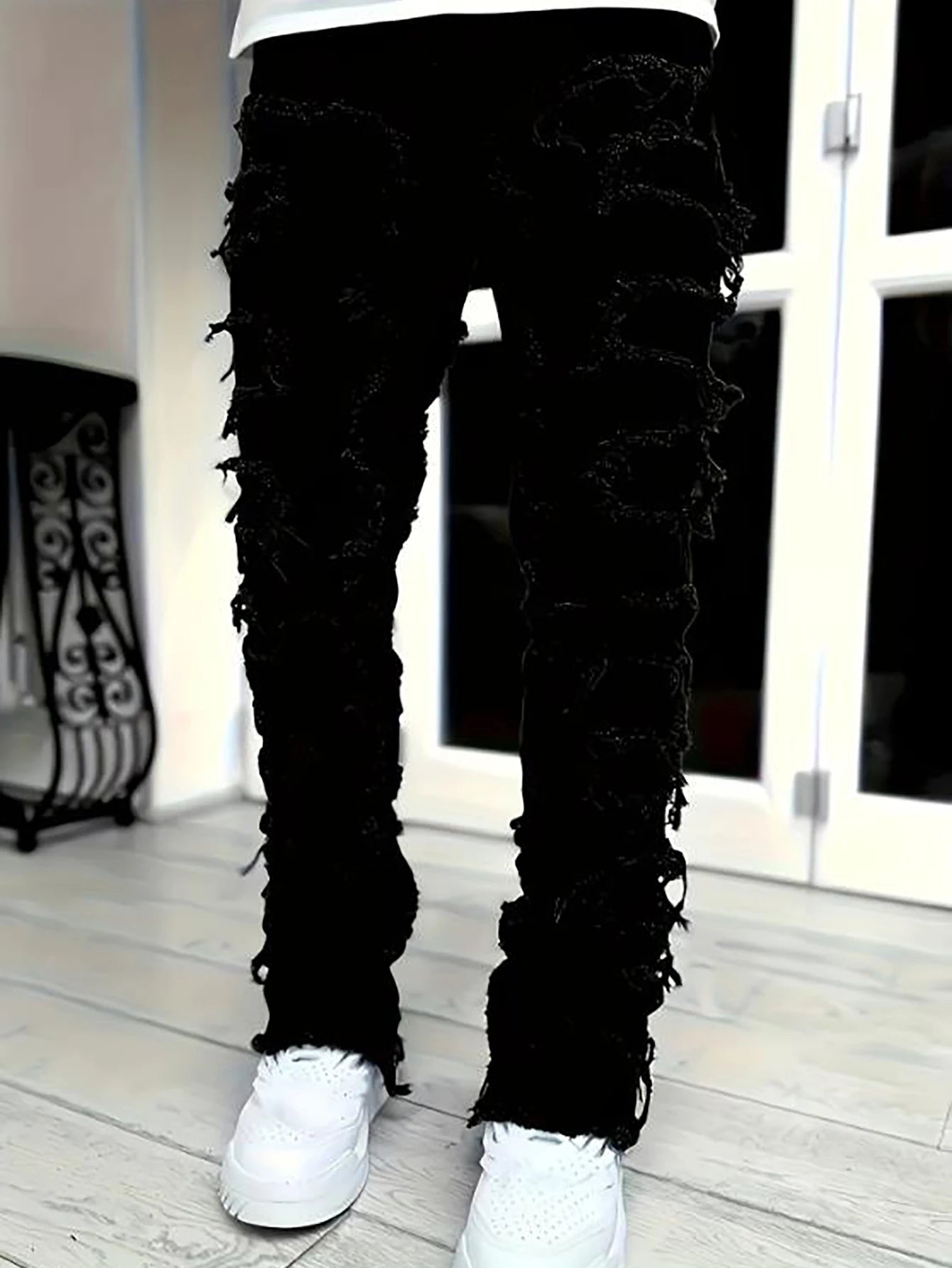 Y2k Hip-Hop Style Fringed Jeans