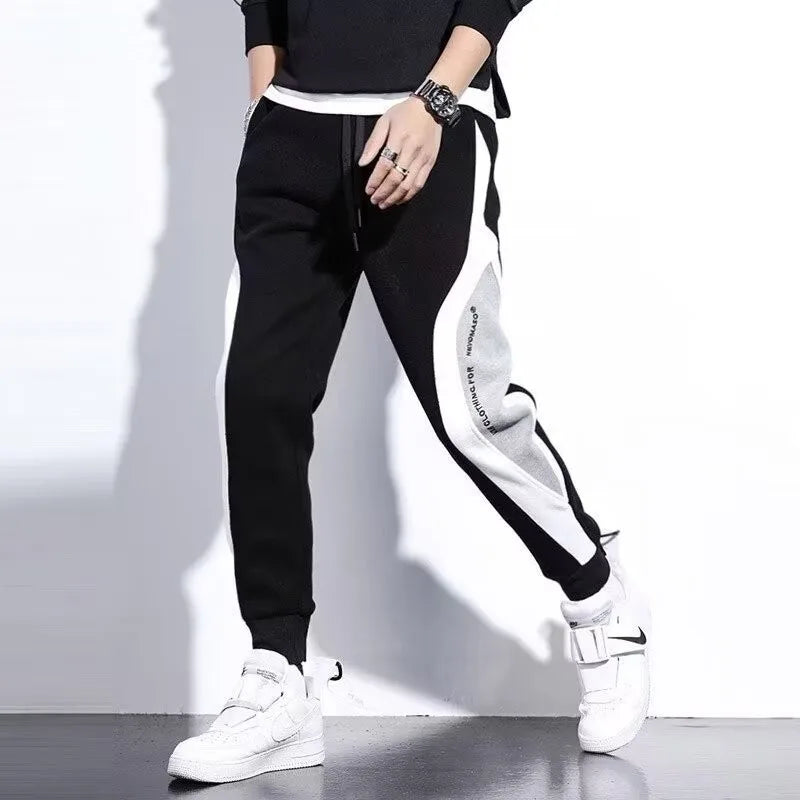 Men Black Pants Hip Hop Drawstring Jogger Fashion Comfortable