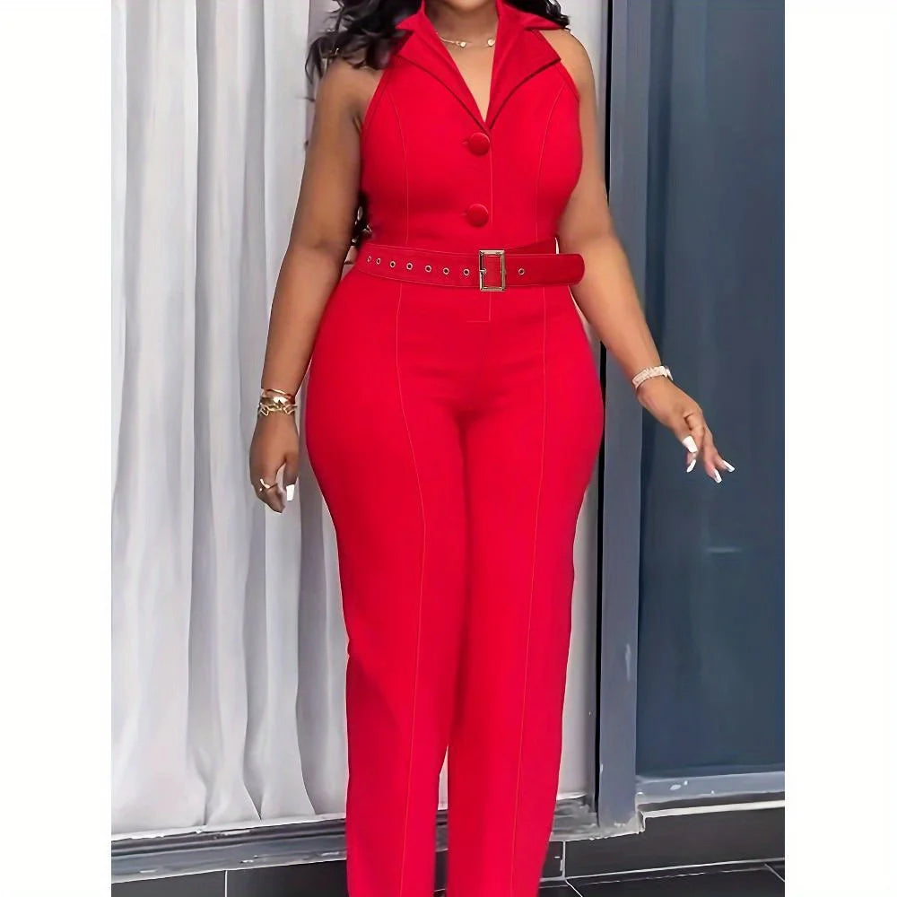 Women Business Suit Lapel Sleeveless