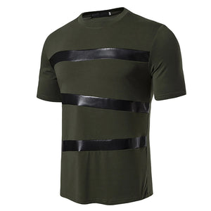 Men 'S Leather Three Piece T Shirt Crew Neck Short Sleeved T Shirt High Qualtity Oversized Heavy T-Shirt Man Clothes Classic