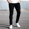 Men Black Blue Pants Pure Color Stretch