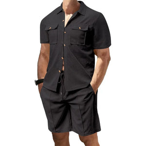 Men  Summer Set Stylish Short Sleeve Button